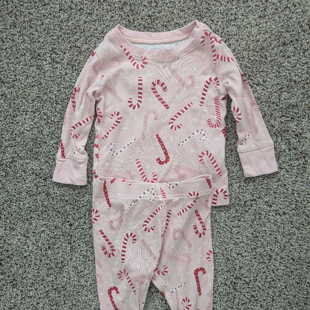 Pink Candy Cane Pajama Set